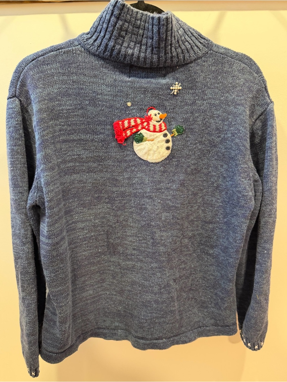 VINTAGE HEIRLOOM COLLECTION Holiday Christmas Snowman Knit Full Zip Sweater - Picture 3 of 4